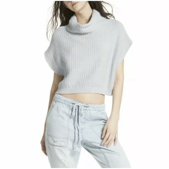 Free People Sweaters - Free People XS Cropped Sweater Vest Keep It Simple Cowl Neck Slouchy Oversized